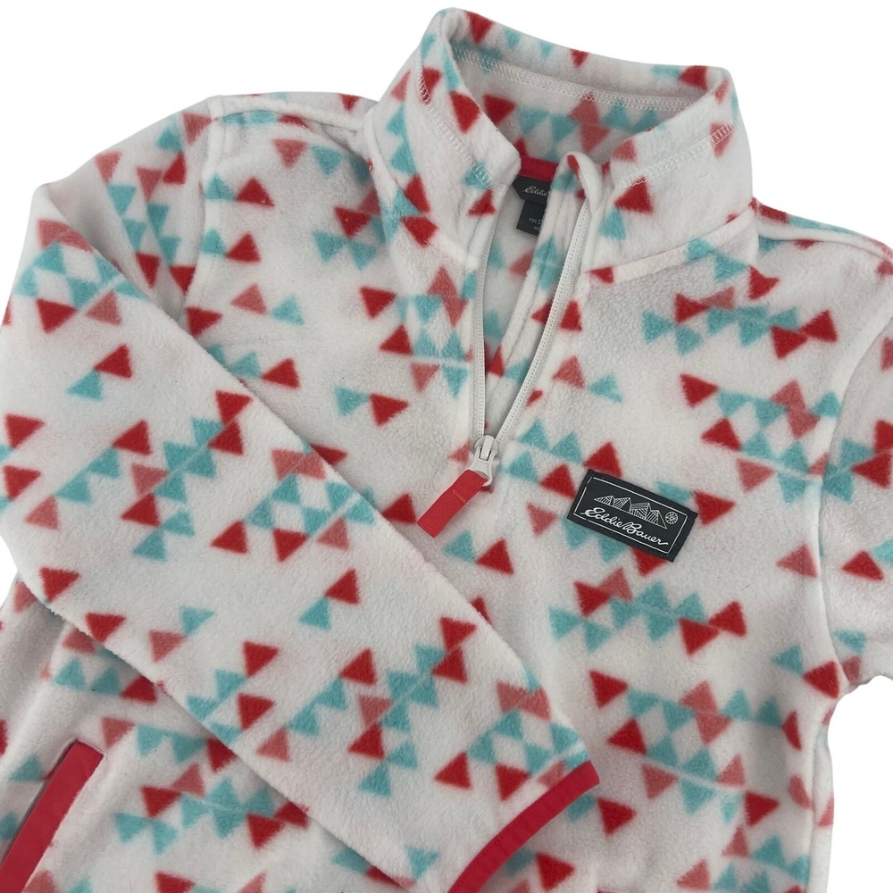 Eddie Bauer‎ Fleece Pullover Quarter Zip Geometric Print Kids Size S